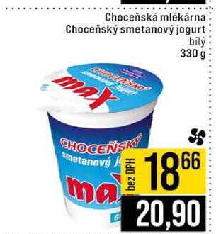 Choceňská mlékárna Choceňský smetanový jogurt bilý 330 g 