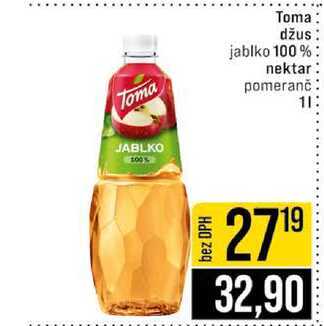 Toma džus jablko 100% nektar pomeranč 1l