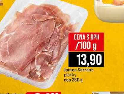 Jamon Serrano plátky cca 250 g 100g