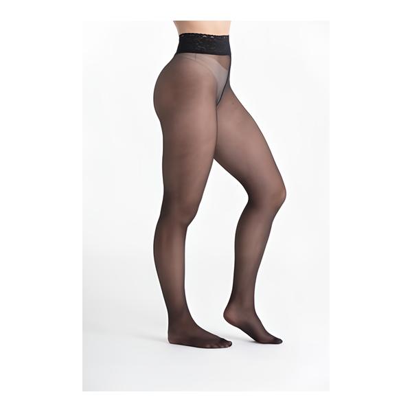 Nadotec s krajkovým pásem | KRÁSY | vel. 4L | černá | 30 DEN