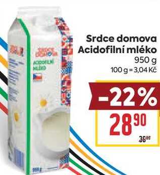 Srdce domova Acidofilní mléko 950 g