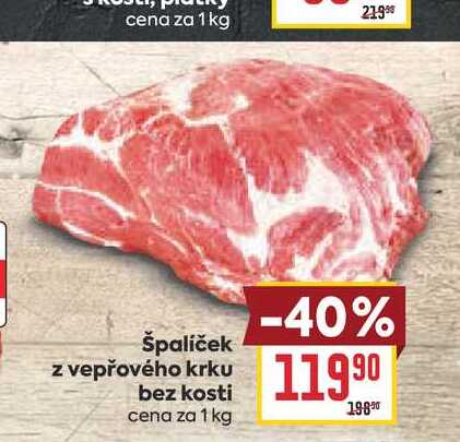 špalíček z vepřového krku bez kosti cena za 1 kg