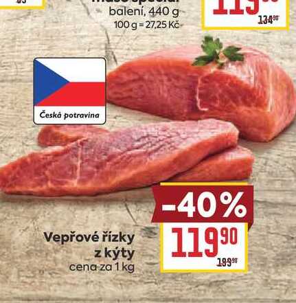 Vepřové řízky z kýty cena za 1 kg