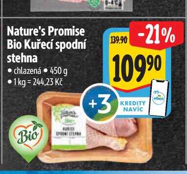 Nature's Promise Bio Kuřecí spodní stehna 450 g