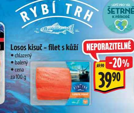 Losos kisuč - filet s kůží 100 g