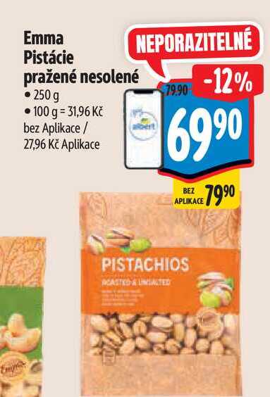   Emma Pistácie pražené nesolené 250g 