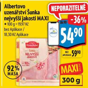 Albertovo uzenářství Šunka nejvyšší jakosti MAXI, 300 g