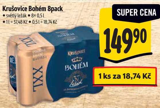 Krušovice Bohém 8pack, 8x 0,5 l