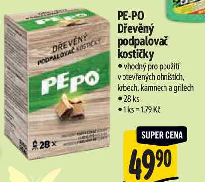 PE-PO Dřevěný podpalovač kostičky, 28 ks 