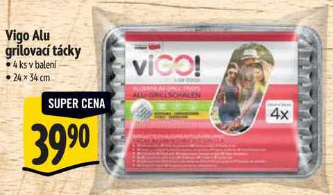 Vigo Alu grilovací tácky, 4 ks