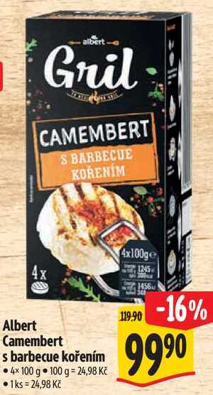 Albert Camembert s barbecue kořením, 4x 100 g 