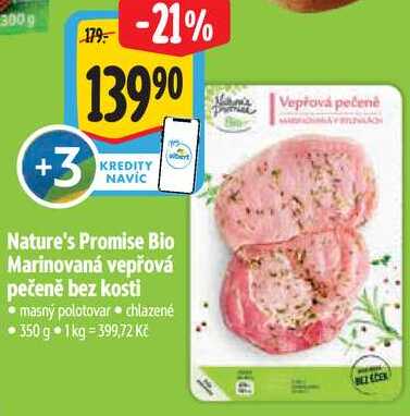 Nature's Promise Bio Marinovaná vepřová pečeně bez kosti, 350 g