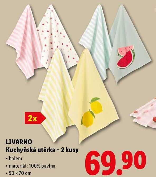 LIVARNO Kuchyňská utěrka - 2 kusy 