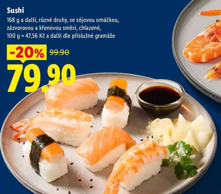 Sushi, 168 g a další