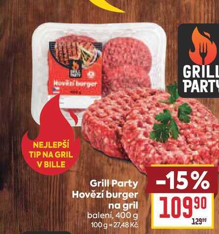 Grill Party Hovězí burger na gril balení, 400 g 