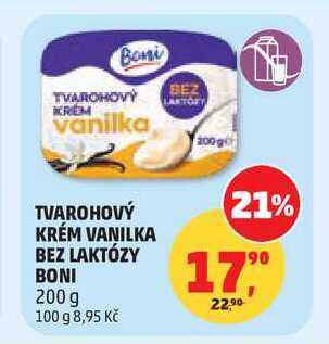 TVAROHOVÝ KRÉM VANILKA BEZ LAKTÓZY BONI, 200 g