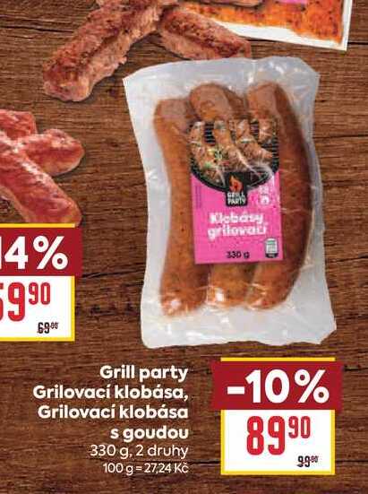 Grill party Grilovací klobása, Grilovací klobása s goudou 330 g