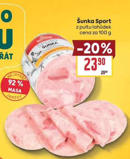 Šunka Sport z pultu lahůdek cena za 100 g