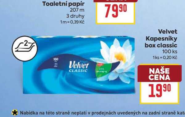 Velvet Kapesníky box classic 100 ks