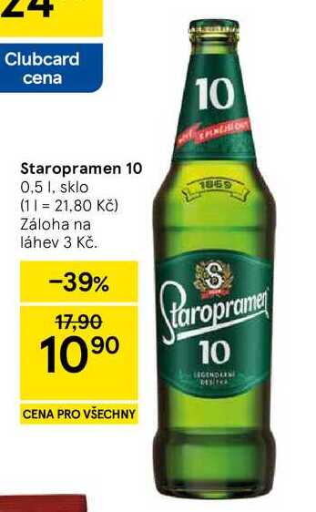 Staropramen 10, 0,5 l, sklo   v akci
