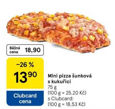 Mini pizza šunková s kukuřicí, 75 g