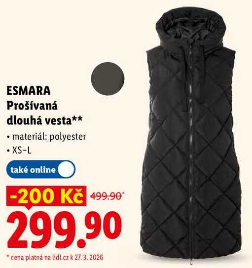 ESMARA Prošívaná dlouhá vesta