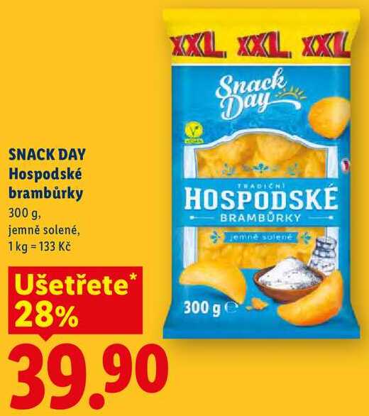 SNACK DAY Hospodské brambůrky, 300 g