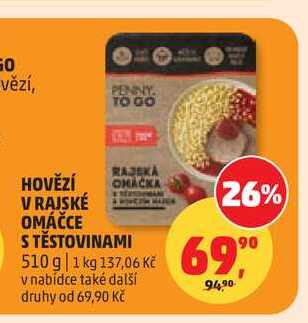 HOVĚZÍ V RAJSKÉ OMÁČCE S TĚSTOVINAMI, 510 g 