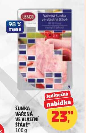 LE&CO ŠUNKA VAŘENÁ VE VLASTNÍ ŠŤÁVĚ, 100 g