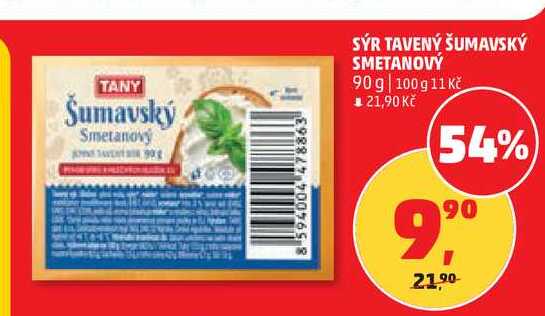 SÝR TAVENÝ ŠUMAVSKÝ SMETANOVÝ, 90 g