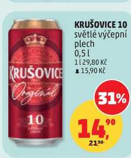 KRUŠOVICE 10 světlé výčepní plech, 0,5 l