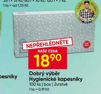 Dobrý výběr Hygienické kapesníky 100 ks box, 2vrstvé 
