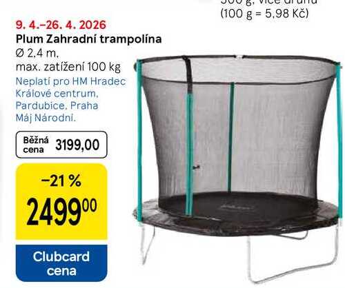 Plum Zahradní trampolína, Ø 2.4 m. max. zatížení 100 kg 