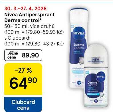 Nivea Antiperspirant Derma control, 50-150 ml, více druhů 