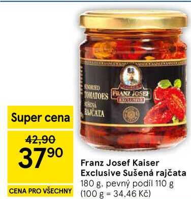 Franz Josef Kaiser Exclusive Sušená rajčata, 180 g. pevný podíl 110 g