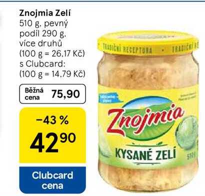 Znojmia Zelí, 510 g. pevný podíl 290 g 