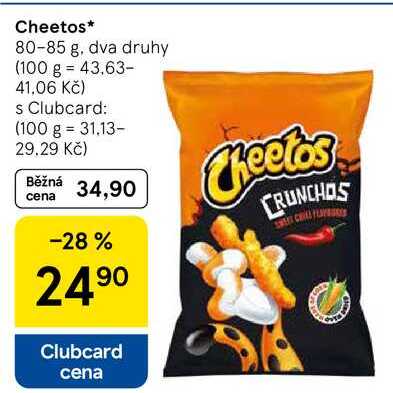 Cheetos, 80-85 g, dva druhy 