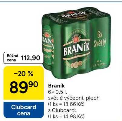 Braník Světlý, 6× 0.5 l