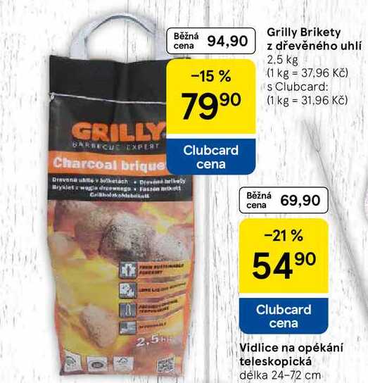 Grilly Brikety z dřevěného uhlí, 2.5 kg