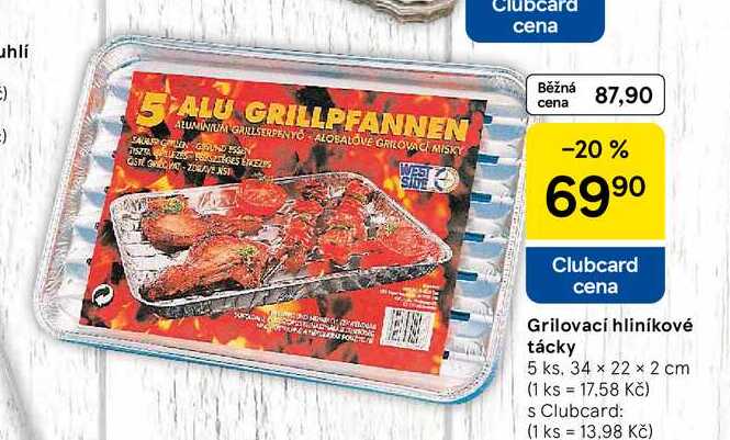 Grilovací hliníkové tácky, 5 ks. 34 x 22 x 2 cm 