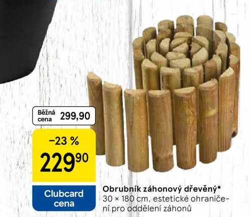 Obrubník záhonový dřevěný, 30 x 180 cm, estetické ohraničení pro oddělení záhonů