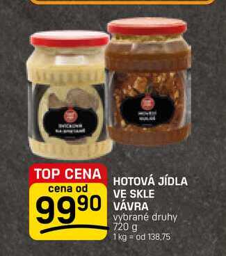 HOTOVÁ JÍDLA VE SKLE VÁVRA vybrané druhy 720 g