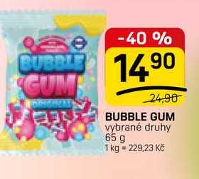 BUBBLE GUM vybrané druhy 65 g