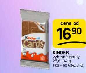 KINDER vybrané druhy 25,6-34 g 