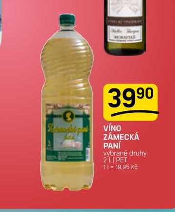 VÍNO ZÁMECKÁ PANÍ vybrané druhy 2l