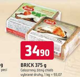 BRICK 375 g Celozrnný žitný chléb vybrané druhy