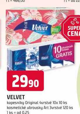 Velvet kapesniky Original 4vrstvé 10x 10 ks 