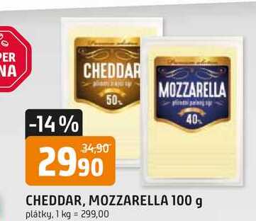 CHEDDAR, MOZZARELLA 100 g plátky