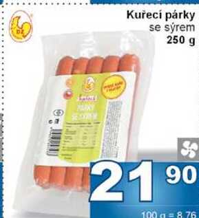 Kuřecí párky se sýrem 250 g 
