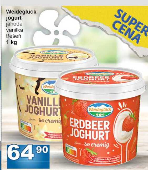 Weideglück jogurt jahoda vanilka třešeň 1 kg 